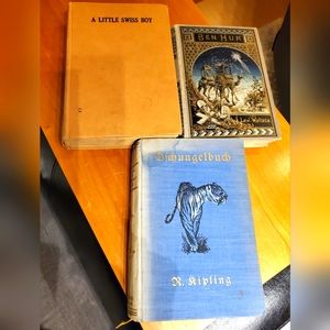 Vintage books, Dschungelbuch( German), Ben Hur (German) and "A little Swiss Boy"